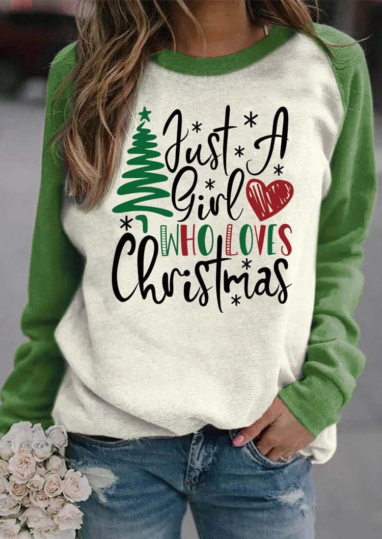 Just A Girl Who Loves Christmas Tree Sweatshirt - Red