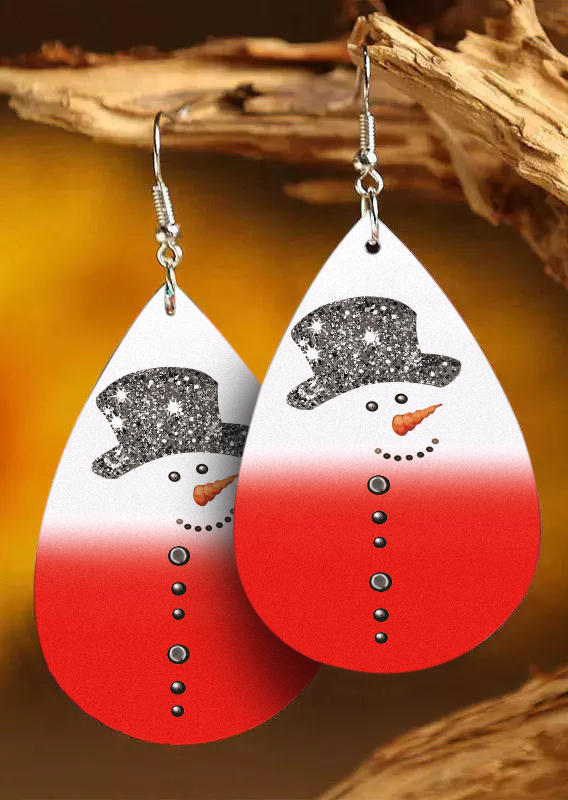 

Christmas Snowman Gradient Earrings - Red, 524197
