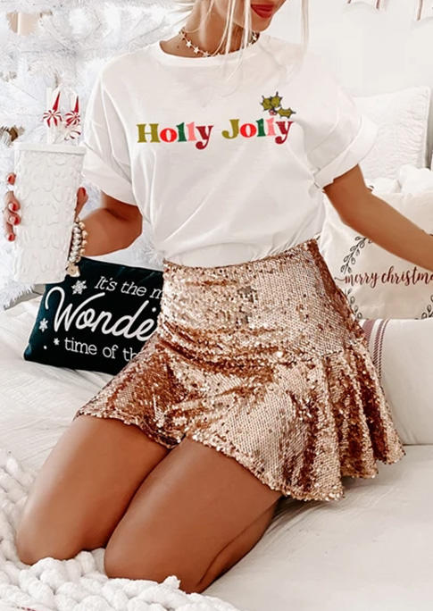 

Holly Jolly O-Neck T-Shirt Tee - White, 524335