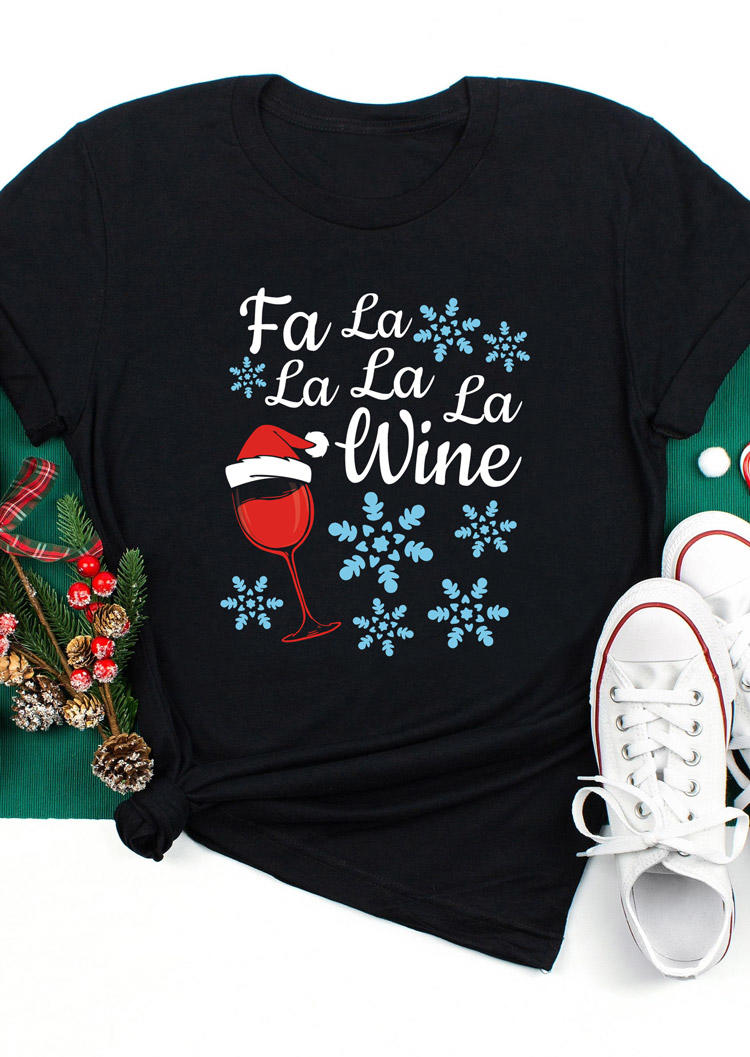 

Wine Glass Snowflake T-Shirt Tee - Black, 523397