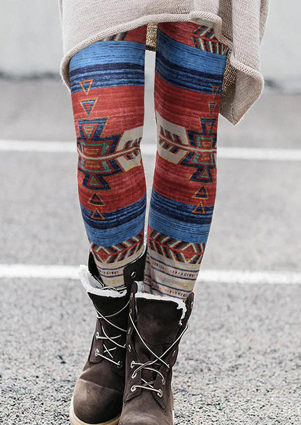 

Aztec Geometric Skinny Leggings, Multicolor, 523766