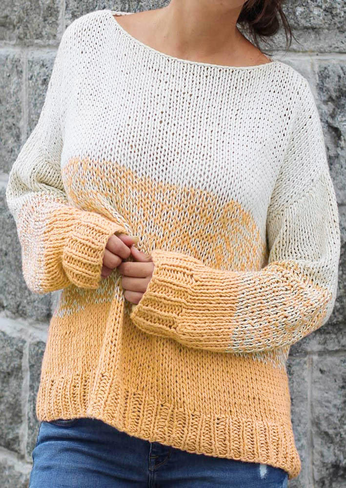 

Gradient O-Neck Loose Sweater - Yellow, 523791