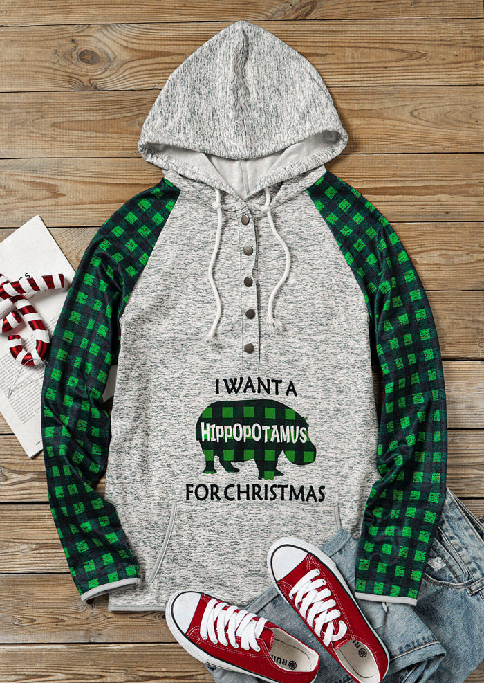 Kaufen I Want A Hippopotamus For Plaid Hoodie - Gray. Bild