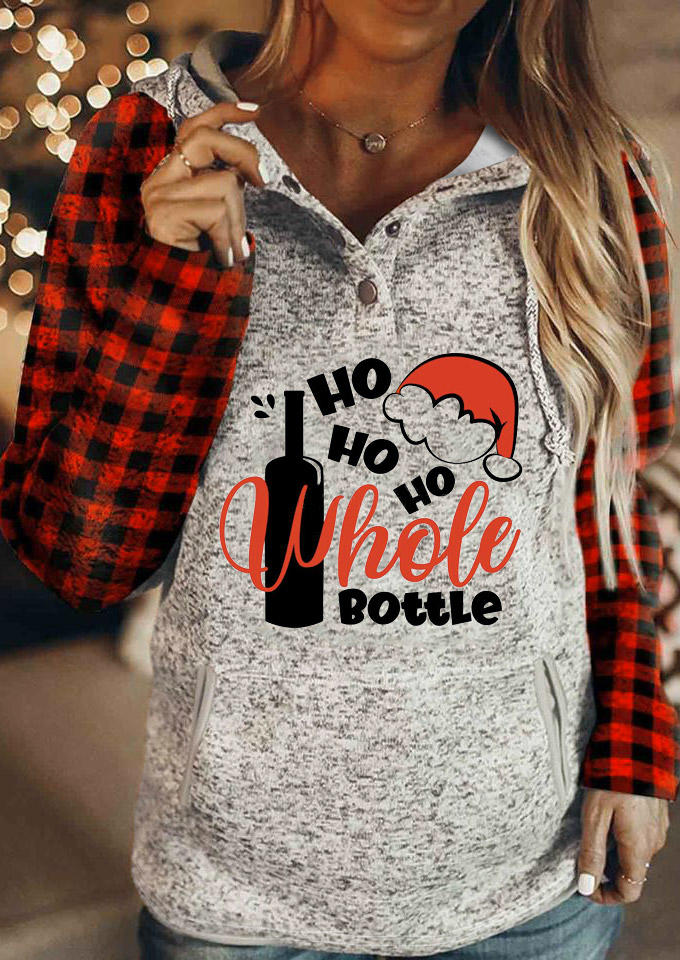 Plaid Ho Ho Ho Plaid Hoodie - Gray