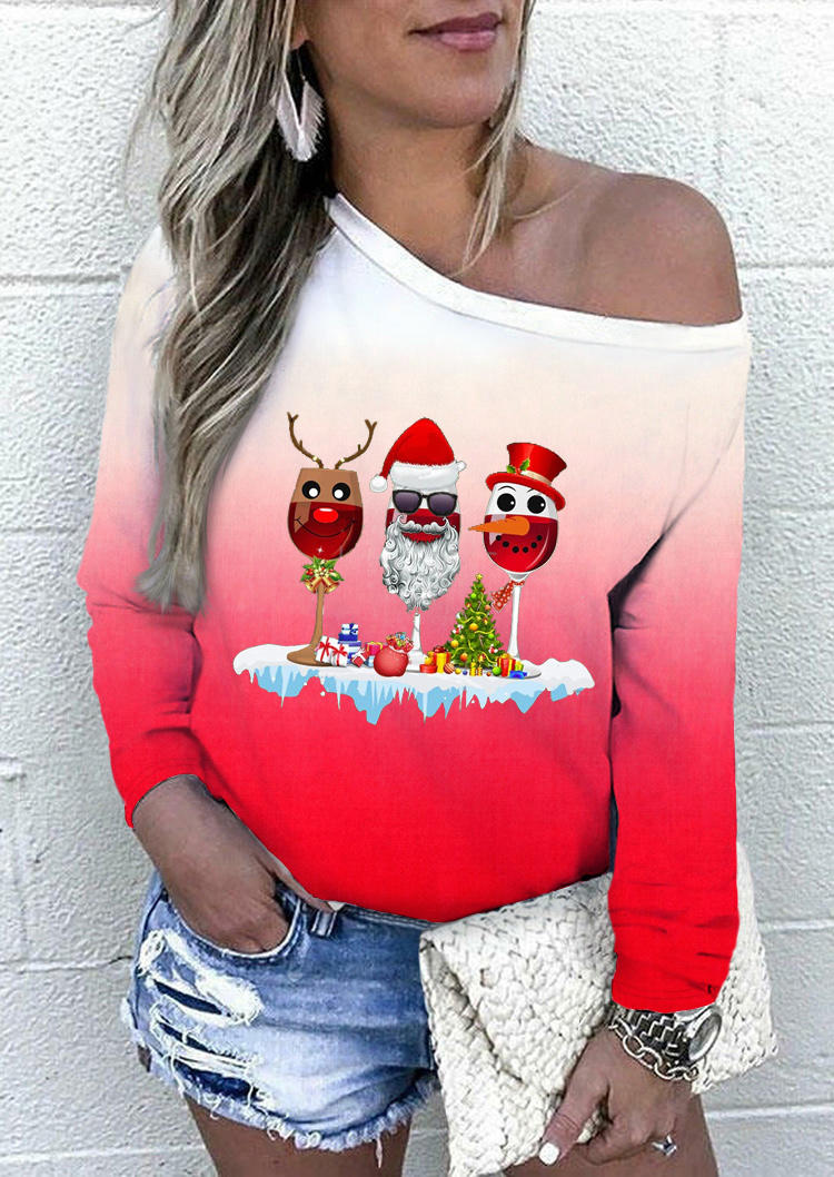

Christmas Reindeer Santa Claus Snowman Gradient Sweatshirt - Red, 523897