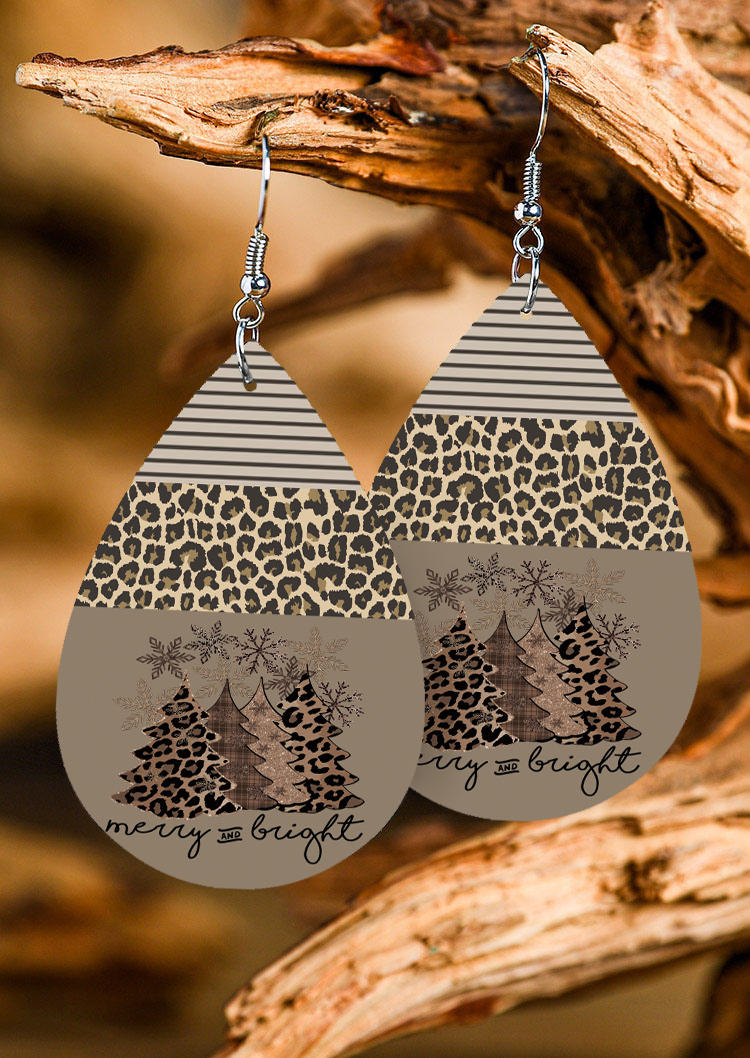 Christmas Snowflake Leopard Striped Earrings