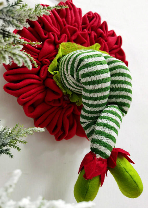 

Christmas Wreath Striped Legs Ornament, Green;red, 524238