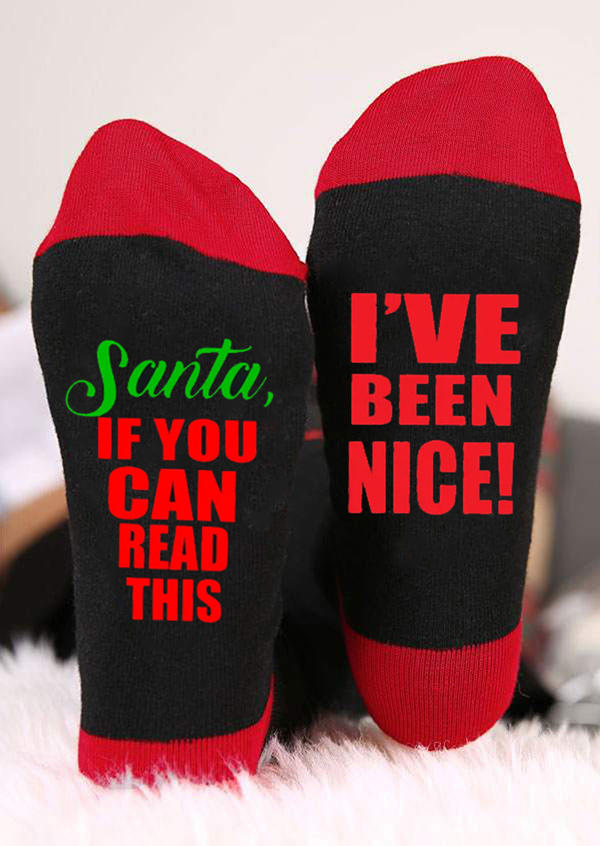 

Santa If You Can Read This I've Been Nice Crew Socks, Black, 524403