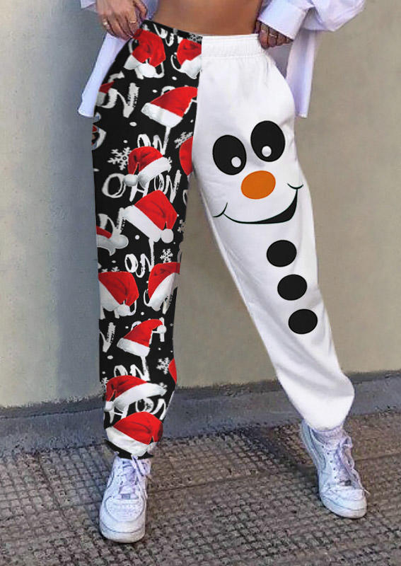 

Ho Ho Ho Christmas Hat Snowman Sweatpants - White, 524453