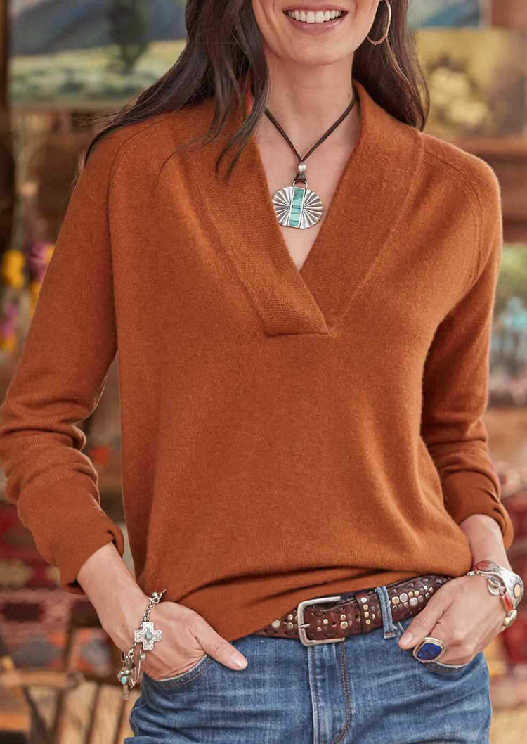

Long Sleeve Pullover Blouse - Orange, 524098