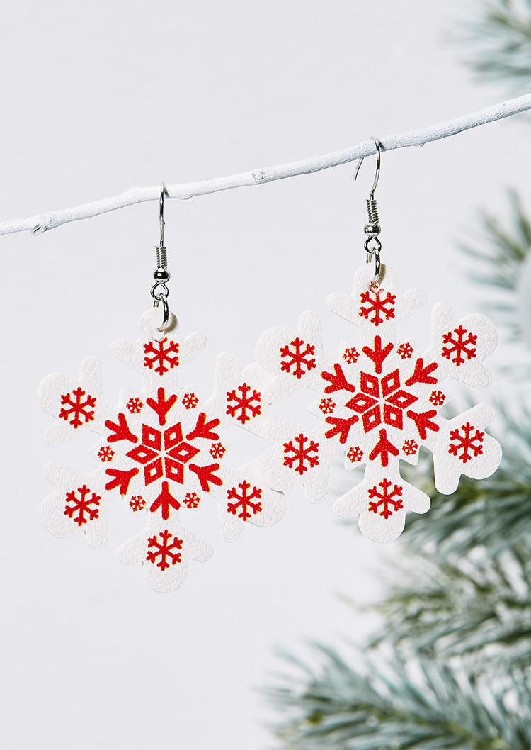 

Christmas Snowflake Hook Earrings, Red, 524365