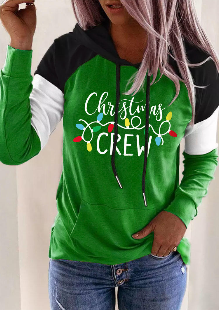 Buy Christmas Crew Light Color Block Hoodie - Green. Picture