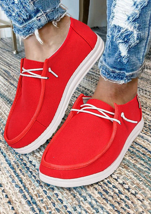 

Slip On Flat Canvas Sneakers - Red, 523582