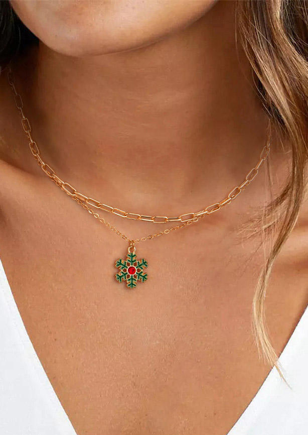 

Christmas Snowflake Bells Dual-Layered Necklace, Pattern1;pattern2, 523926