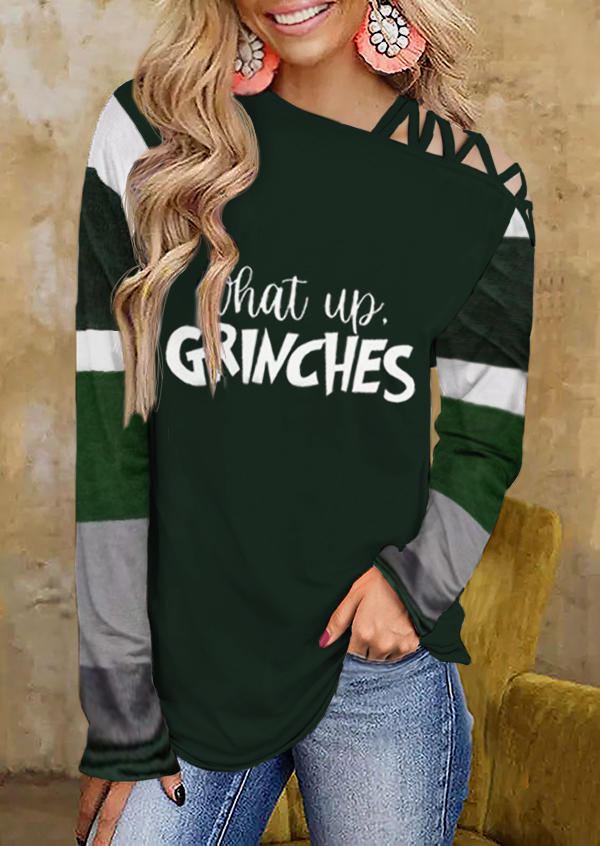 

Christmas What Up Color Block Blouse - Green, 523988