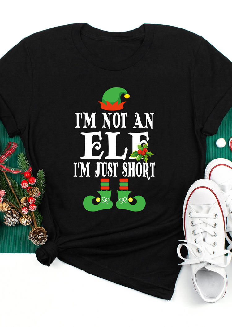 

Mistletoe I' Not An Elf I' Just Short T-Shirt Tee - Black, 524014