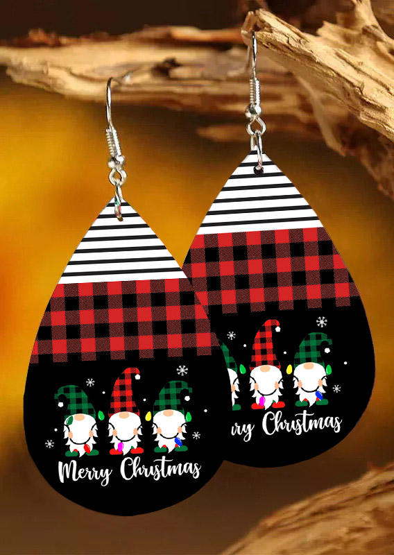 

Plaid Striped Gnomies Earrings, Red, 524262