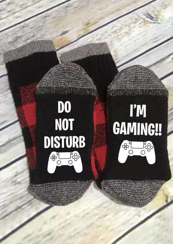 

Plaid Do Not Disturb I'm Gaming Crew Socks, Black, 524676