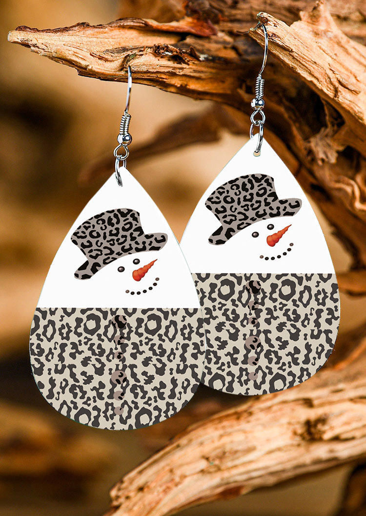 

Christmas Snowman Leopard Water Drop Earrings, Multicolor, 523871
