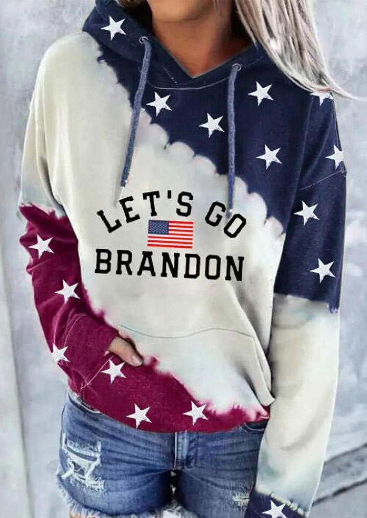 

Let' Go Brandon Star Long Sleeve Hoodie, Multicolor, 522462