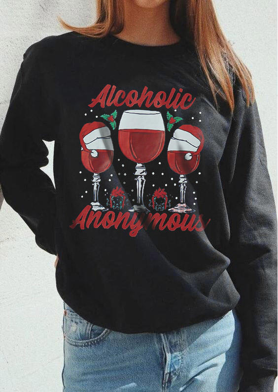 

Hat Wine Glass Alcoholic Anonymous Sweatshirt - Black, 523206