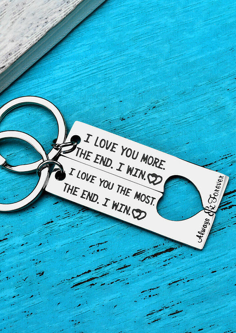 

I Love You More. The End. I Win. Keychain, Silver, 524240