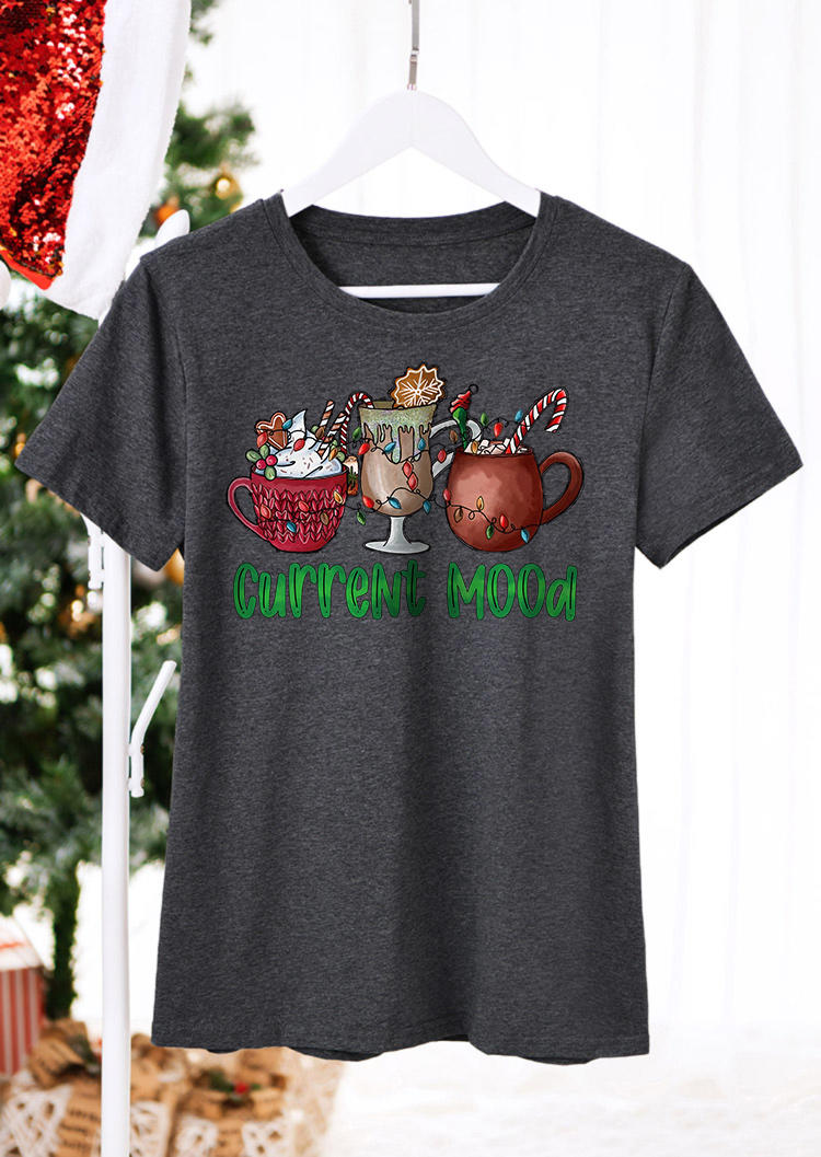 Current Mood Christmas Drink T-Shirt Tee - Dark Grey