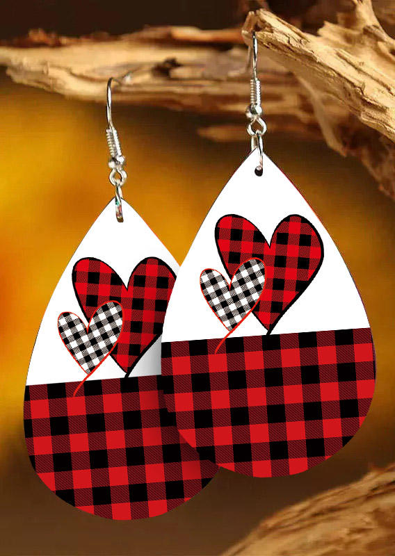 

Plaid Truck Love Heart Water Drop Earrings, Pattern2, 524799