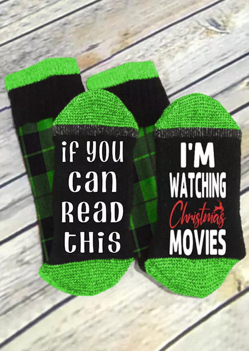 

Plaid I'm Watching Christmas Movies Crew Socks - Green, 524956