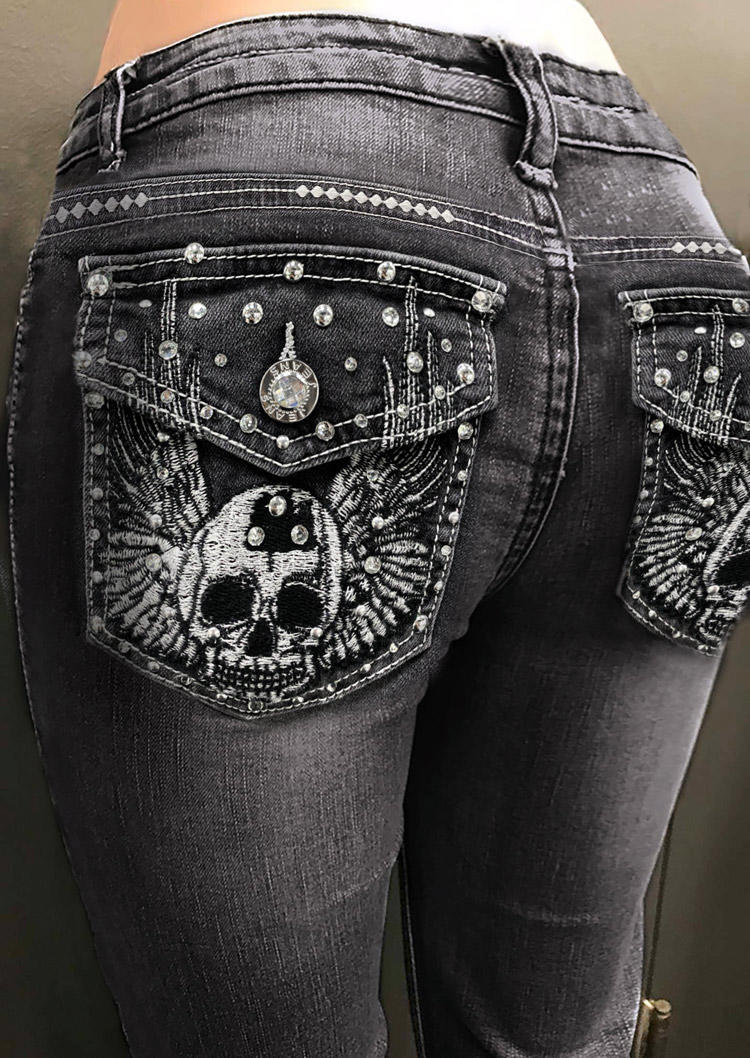 

Anchor Skull Denim Pants - Dark Grey, 524312