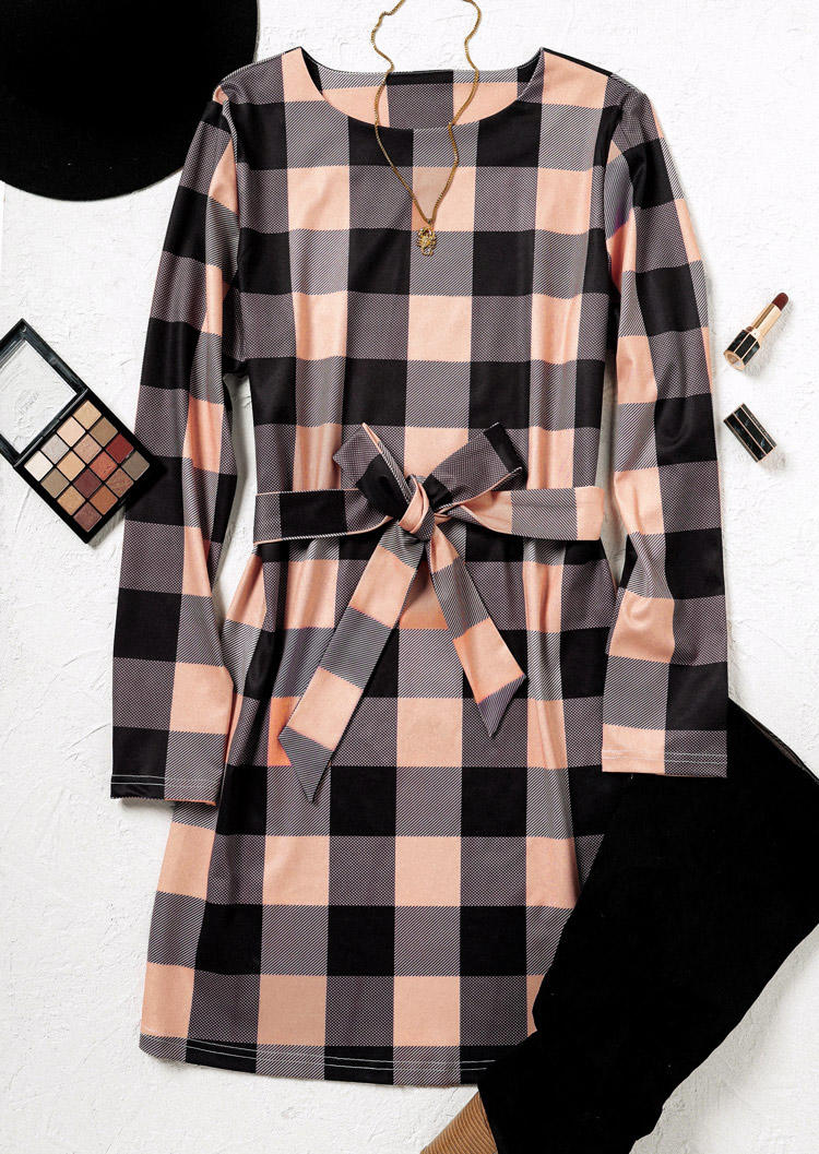 Plaid Long Sleeve Mini Dress