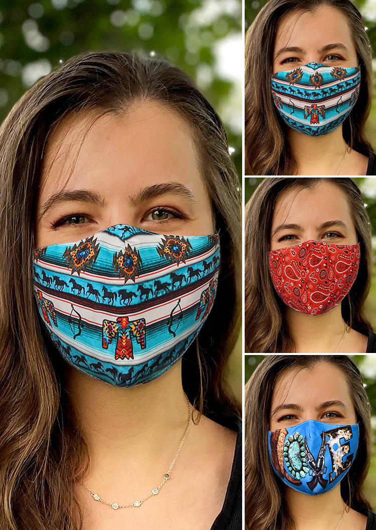 

3Pcs Boots Turquoise Love Thunderbird Paisley Mask Set, Multicolor, 524871
