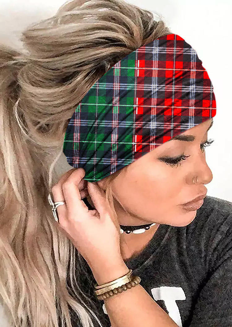 

Color Block Plaid Yoga Sport Wide Headband, Multicolor, 524984