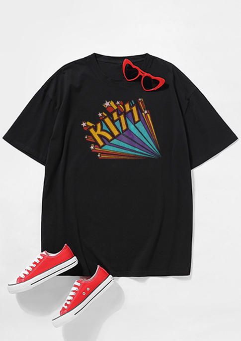 

Valentine Kiss O-Neck T-Shirt Tee - Black, 525227