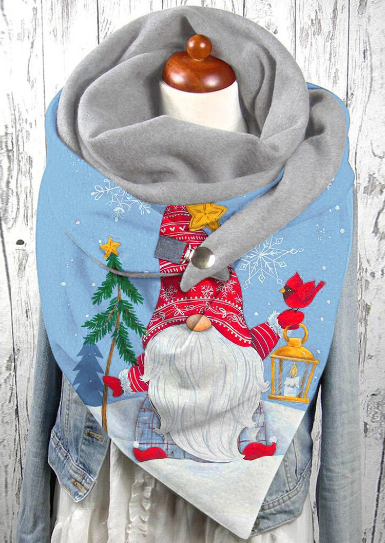 

Christmas Tree Gnomies Snowflake Scarf - Blue, 524599