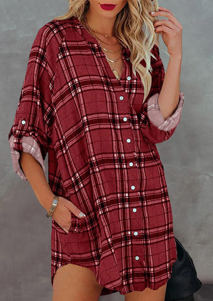 

Plaid Button Pocket Long Sleeve Shirt, 524730