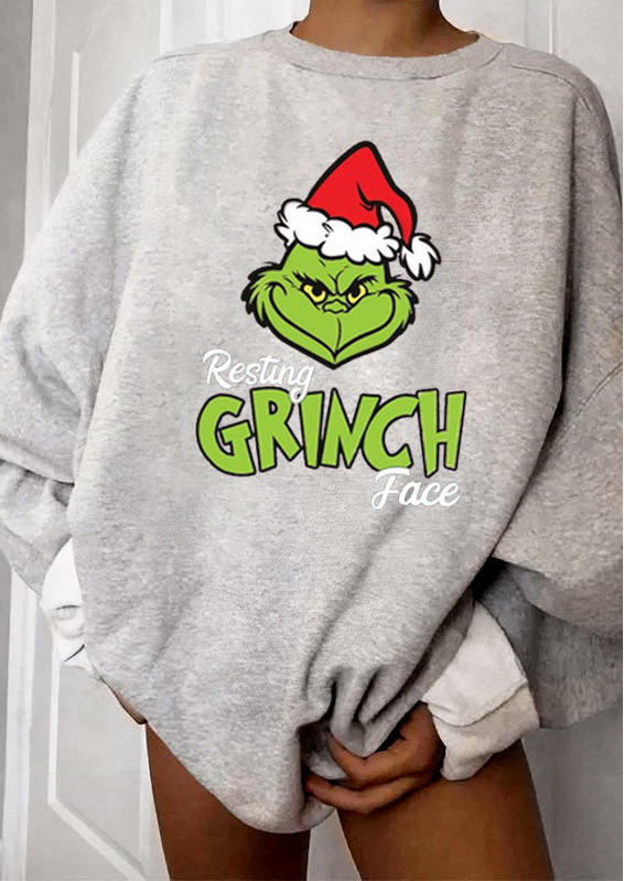 

Resting Cartoon Face Sweatshirt - Gray, 523103