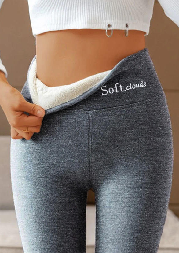 

Soft. Clouds Thickened Warm Fleece Skinny Leggings - Gray, 523376
