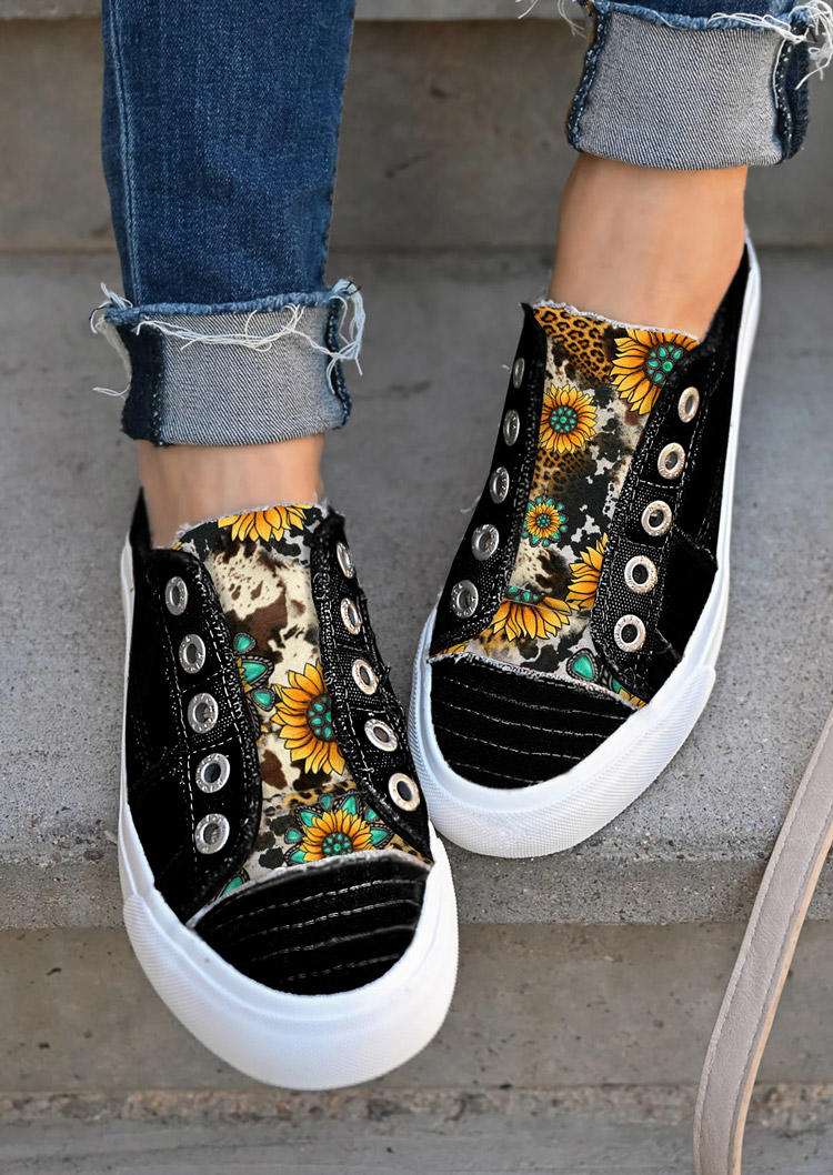 

Sunflower Turquoise Slip-On Round Toe Flat Sneakers - Black, 524273