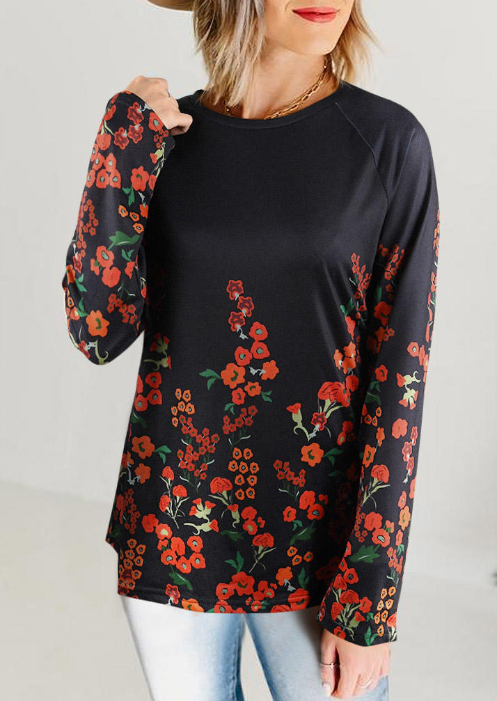 

Valentine Floral Long Sleeve Blouse - Black, 524738
