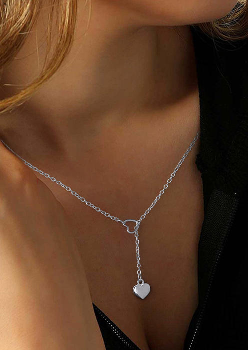 

Valentine Hollow Out Heart Necklace, Silver, 525094