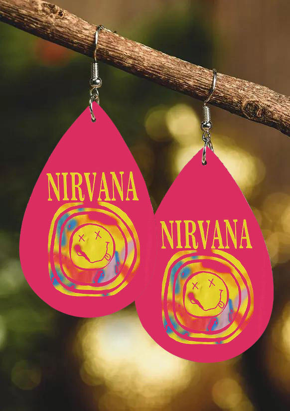 

Nirvana Smile Face Water Drop Earrings, Red, 524787