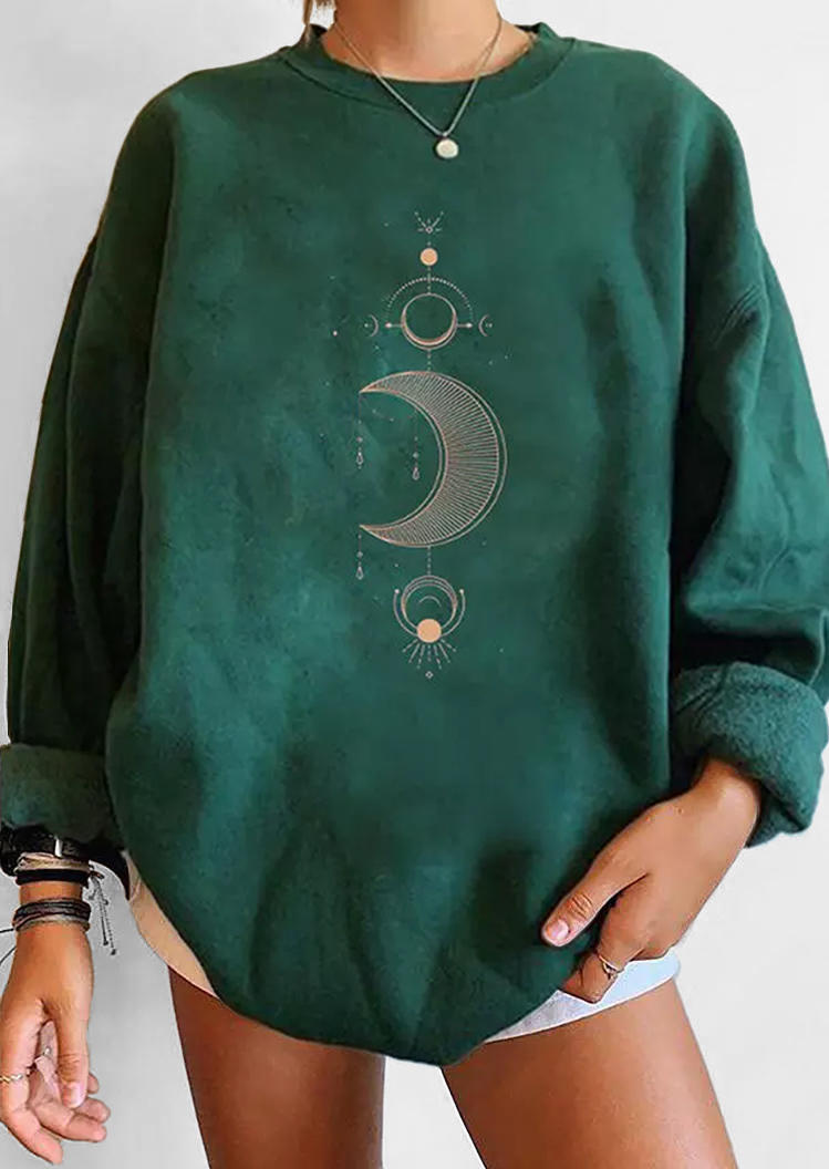 

Moon Long Sleeve O-Neck Sweatshirt - Green, 519185