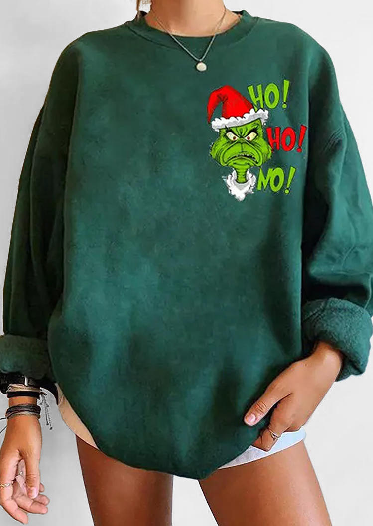 Hat Ho Ho No Cartoon Sweatshirt - Green