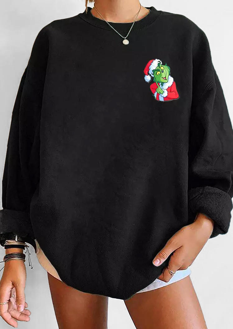 

Christmas Cartoon Long Sleeve Sweatshirt - Black, 523280