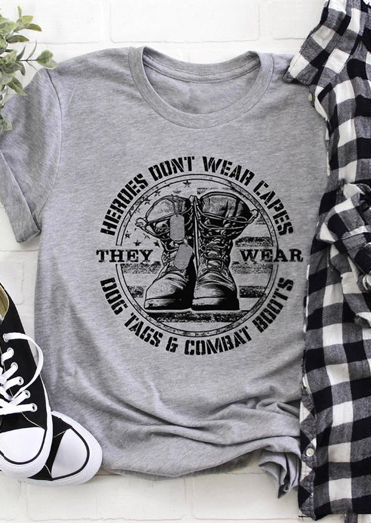 

Heroes Don't Wear Capes T-Shirt Tee - Gray, 525429