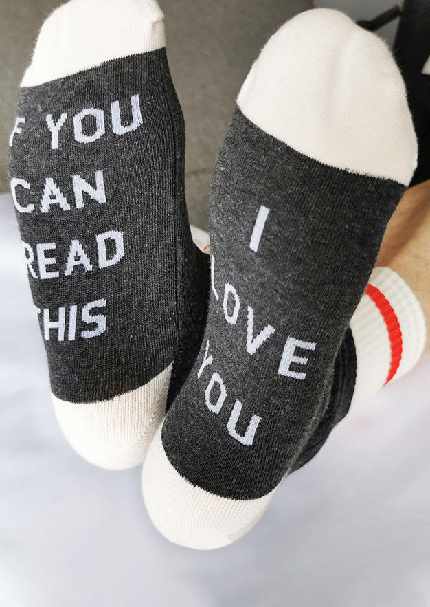 

If You Can Read This I Love You Crew Socks, Gray, 524606