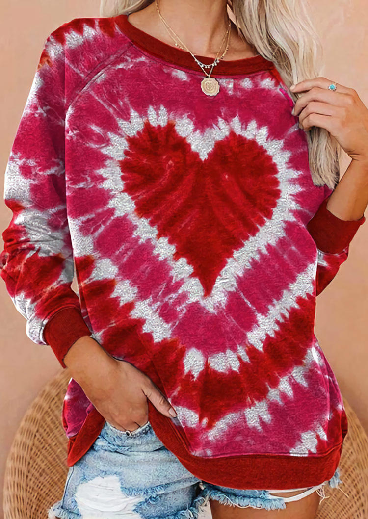 

Heart Tie Dye Long Sleeve Sweatshirt - Red, 525184
