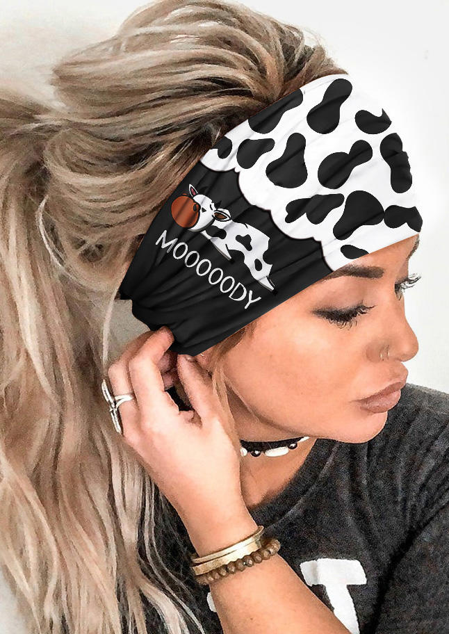 

Mooooody Cow Wide Headband, Black, 525508