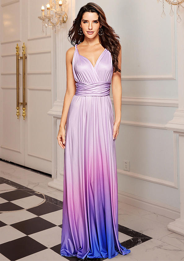 

Gradient Tie Criss-Cross Open Back Prom Dress, Multicolor, 525637